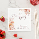 Witte  Bloemen Herfst Het is een Jongen Baby showe Servet (Insitu)