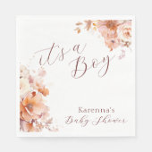 Witte  Bloemen Herfst Het is een Jongen Baby showe Servet (Voorkant)