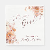 Witte  Bloemen Herfst Het is een Meisje Baby showe Servet (Voorkant)