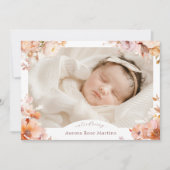 Witte  Bloemen Herfst Twee Foto Geboorte Aankondiging (Voorkant)