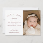 Witte  Bloemen Herfst Twee Foto Geboorte Aankondiging (Achterkant)