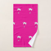 Witte Bloemen Herhaal Hot Pink Bad Handdoek (Handdoek)
