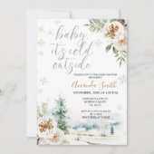 Witte Bloemen Het is koud buiten Baby shower Invit Kaart (Voorkant)