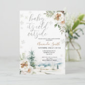 Witte Bloemen Het is koud buiten Baby shower Invit Kaart (Staand voorkant)