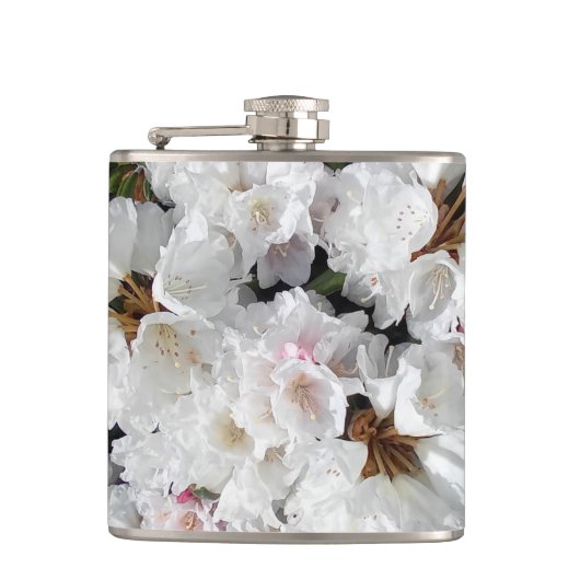 Witte bloemen heupfles (Voorkant)