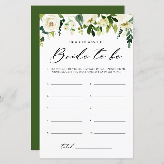 Witte bloemen Hoe oud was het spel van de briddesc (Voorkant / Achterkant)