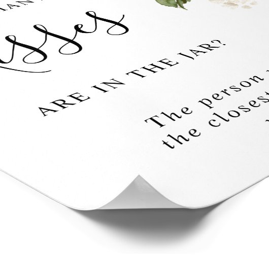 Witte Bloemen Hoeveel Kusjes Bord Poster (Hoek)