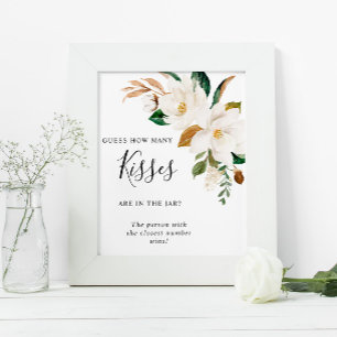 Witte Bloemen Hoeveel Kusjes Bord Poster