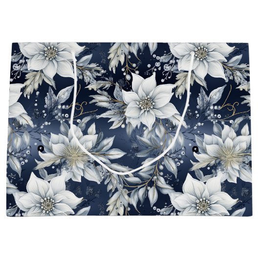 Witte bloemen & Holly bessen Groot Cadeauzakje (Voorkant)