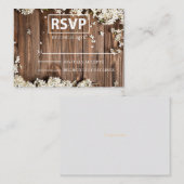 Witte Bloemen Houten RSVP met Blush Accents Notitiekaartje (Voorkant / Achterkant)