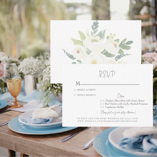 Witte Bloemen Huwelijk RSVP Kaart