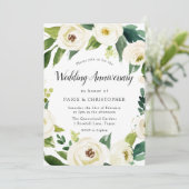 Witte Bloemen Huwelijksjubileum Kaart (Staand voorkant)