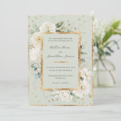 Witte Bloemen Hydrangea Rozen Gouden Groene Bruilo Kaart (Staand voorkant)