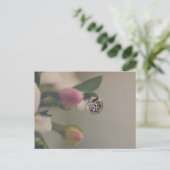 Witte bloemen in briefkaart met waterdruppel (Staand voorkant)