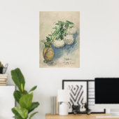 Witte bloemen in een vaas van Zacharie Astruc Poster (Thuiskantoor)