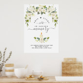 Witte Bloemen In Lieve Herinnering Gedenkteken Poster (Keuken)