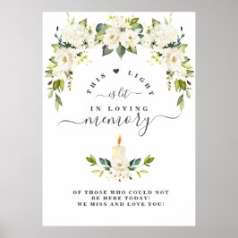 Witte Bloemen In Loving Memory Herdenkingsbord Poster