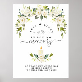 Witte Bloemen In Loving Memory Herdenkingsbord Poster