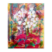 Witte bloemen in Roze Pot Acrylwand Kunst