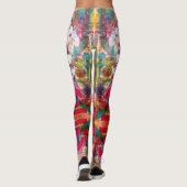 Witte bloemen in Roze Pot Leggings (Achterkant)