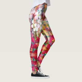 Witte bloemen in Roze Pot Leggings