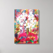 Witte bloemen in Roze Stretched Canvas Afdrukken (Voorkant)