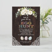 Witte bloemen kant Paaseieren jacht Oostern Kaart (Staand voorkant)