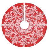Witte Bloemen Kant Rode Damasks Kerstboom Rok (Voorkant)