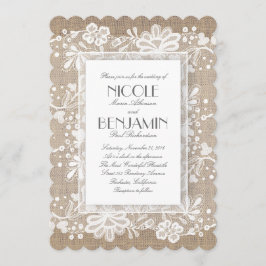 Witte Bloemen Kant Rustieke bruiloft Kaart