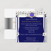 Witte bloemen kapotmaken joodse bruiloft kaart (Voorkant / Achterkant)