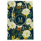 Witte bloemen kleurig bladeren patroon medium cadeauzakje (Voorkant)