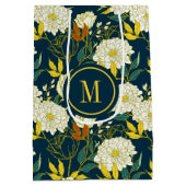 Witte bloemen kleurig bladeren patroon medium cadeauzakje (Achterkant)