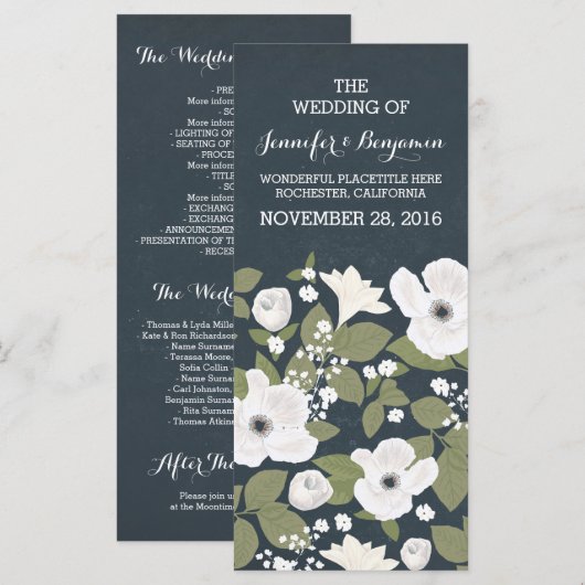  witte bloemen krans bruiloft programma's (Voorkant / Achterkant)