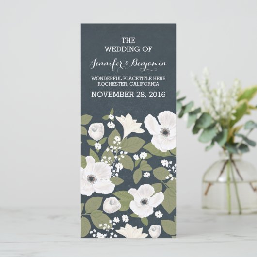  witte bloemen krans bruiloft programma's (Staand voorkant)