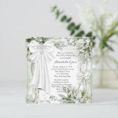 Witte Bloemen Kruis Eerste Communie Kaart (Staand voorkant)