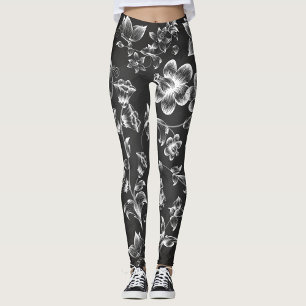 Witte bloemen leggings
