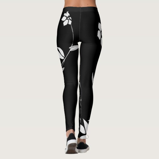 Witte Bloemen Leggings voor Vrouwen (Achterkant)