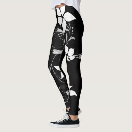 Witte Bloemen Leggings voor Vrouwen