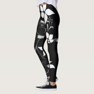 Witte Bloemen Leggings voor Vrouwen