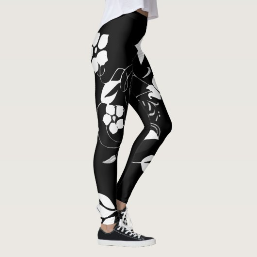 Witte Bloemen Leggings voor Vrouwen (Rechts)