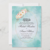 Witte Bloemen & licht Groene Islamitische Moslim B Kaart (Voorkant)