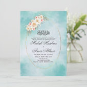 Witte Bloemen & licht Groene Islamitische Moslim B Kaart (Staand voorkant)