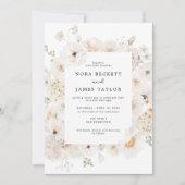 Witte Bloemen Lijst bruiloft Kaart (Voorkant)