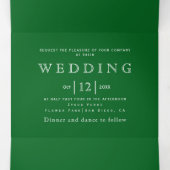 Witte bloemen lijst, initialen smaragd geen bruilo drieluik uitnodiging (Binnenkant midden)