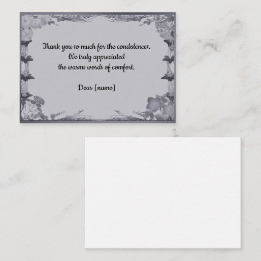 Witte Bloemen Lijst na begrafenis Dank u Notitiekaartje (Voorkant / Achterkant)