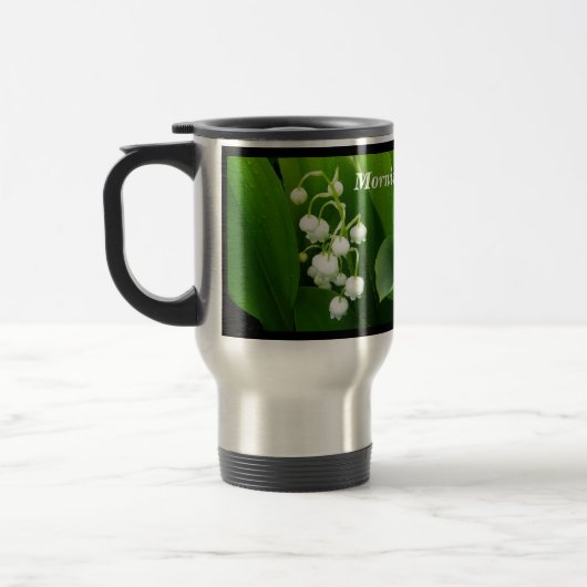 Witte bloemen Lily van de Valley Travel Mug Reisbeker (Links)