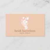 Witte Bloemen Logo op perzik Visitekaartje (Voorkant)