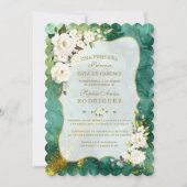 Witte bloemen Malachite Gold Spaans Baby shower Kaart (Voorkant)