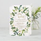 Witte Bloemen Marmeren Hens Bachelorette Weekend Kaart (Staand voorkant)