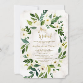 Witte Bloemen Marmeren Hens Bachelorette Weekend Kaart